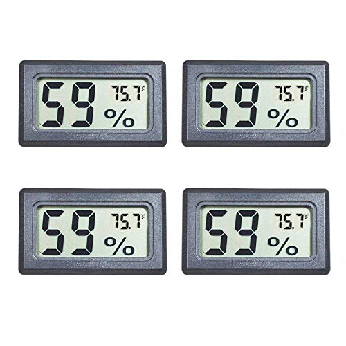 Product Cover Veanic 4-Pack Mini Digital Electronic Temperature Humidity Meters Gauge Indoor Thermometer Hygrometer LCD Display Fahrenheit (℉) for Humidors, Greenhouse, Garden, Cellar, Fridge, Closet