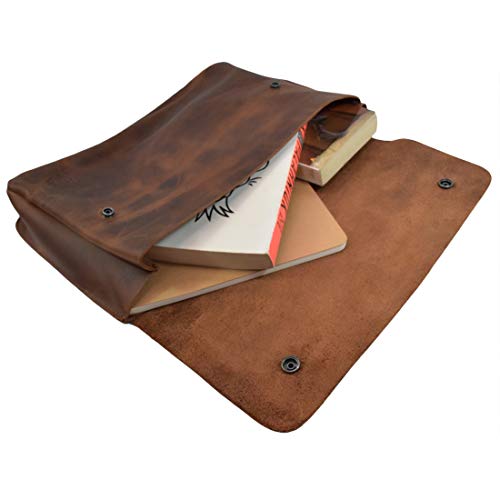 Product Cover Hide & Drink, Vintage Leather Folder Document Holder, File Case, Document Portfolio, Office & Work Essentials Handmade Includes 101 Year Warranty :: Bourbon Brown