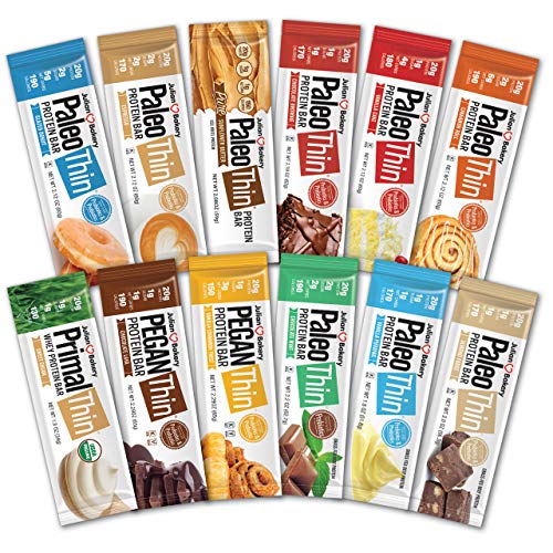 Product Cover Julian Bakery Paleo Thin® Protein Bars (New Variety Box) (20g Protein)(Gluten-Free)(Low Carb)(12 Bars)