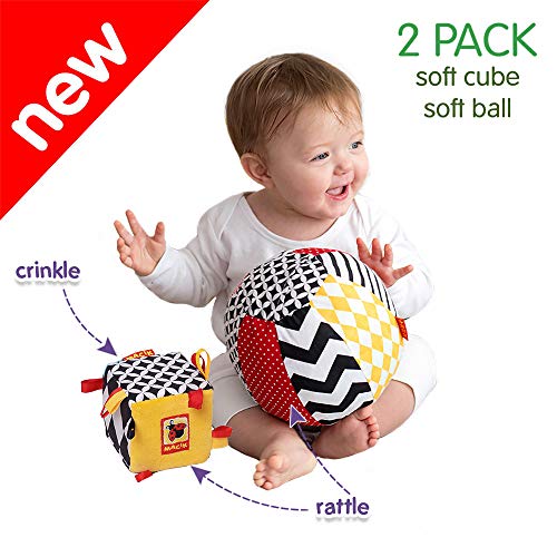 Product Cover MACIK Soft infant toys SET 2 - Baby sensory toys Development toys 6-12 month baby toys - Baby ride on toys activity GYM toys - TAG CRINKLE toy baby RATTLE toys - Newborn toys baby 1 year old toys also
