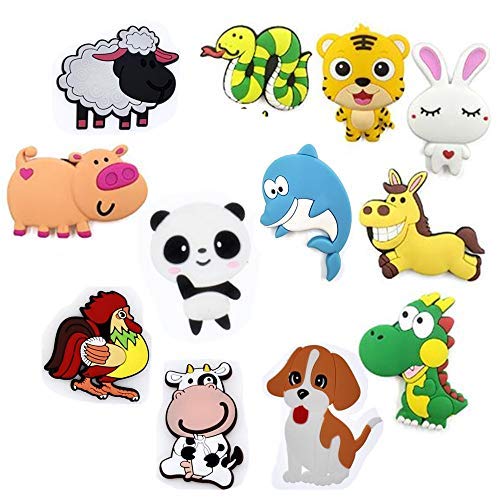 Product Cover 12pcs/set Animals Fridge Magnets Whiteboard Sticker Rubber Refrigerator Magnets for Toddlers freezer Office Cabinets