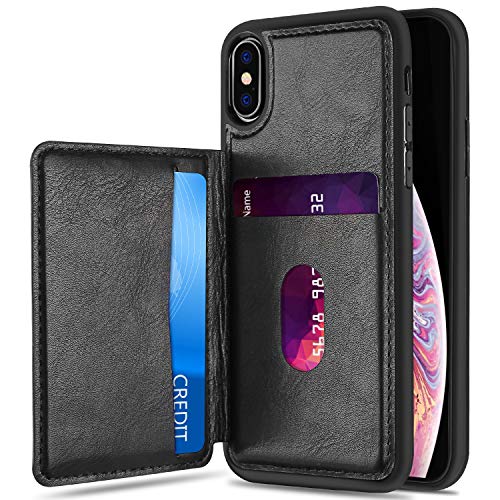 Product Cover ProCase iPhone Xs Max Card Case, Slim Flip Kickstand Leather Wallet Case Protective Cover with Card Slots Holder for Apple iPhone Xs Max 6.5 Inch 2018 Release -Black