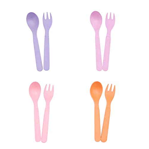 Product Cover 8pcs Bamboo Kids Spoons & Forks for Baby Feeding, Non Toxic & Safe Toddler Spoons & Forks Set, Eco-Friendly Tableware for Baby Toddler Kids Bamboo Toddler Dishes & Dinnerware Sets 03