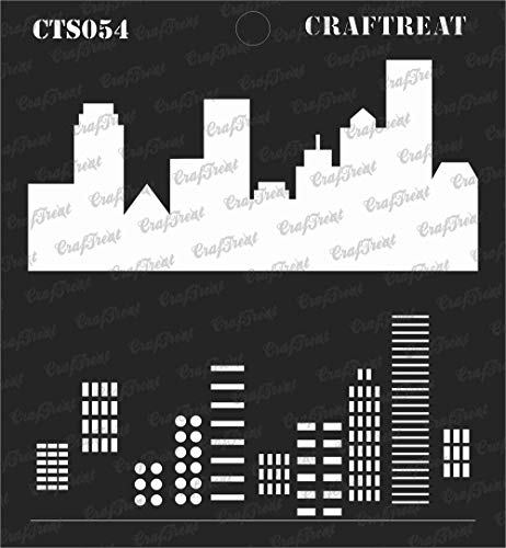 Product Cover CrafTreat Layered Stencil - City Scape - Reusable Painting Template for Journal, Notebook, Home Decor, Crafting, DIY Albums, Scrapbook and Printing on Paper, Floor, Wall, Tile, Fabric 6x6 inches