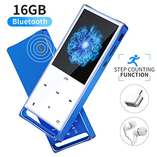 Product Cover MYMAHDI MP3 Player, Bluetooth 16GB Lossless,FM Radio/Records by one Key, Max up to 128GB, Blue