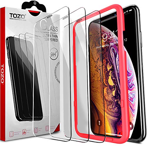 Product Cover TOZO iPhone 11 Pro/XS/X Screen Protector [3-Pack] Premium Tempered Glass [0.26mm] 9H Hardness 2.5D Film Super Easy Apply for iPhone 11 Pro/XS/X 5.8 Inch