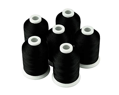 Product Cover Simthread 6 Black 1000M(1100Y) Polyester Machine Embroidery Threads for Brother Babylock Janome Singer Pfaff Husqvarna Bernina Embroidery and Sewing Machines