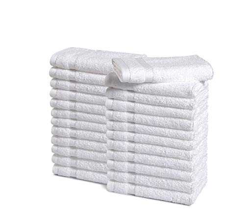 Product Cover Haven Cotton 100% Premium Cotton Washcloth Towel Set - Pack of 24, 13 x 13 inches, 520 GSM, White