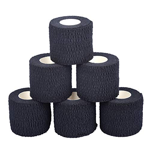 Product Cover Oly Grip: Weightlifting Thumb Hook Grip Cotton Tear Stretch Tape (6 Rolls) Black - Weight Lifting - Crossfit - Gymnastics - Keep Fingers and Hands Safe During Workout