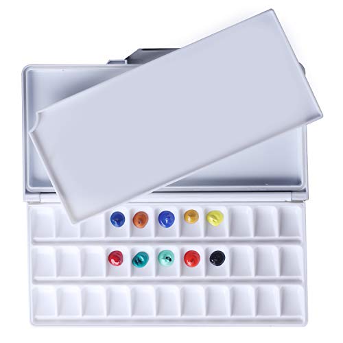 Product Cover MEEDEN Airtight Leakproof Watercolor Palette Travel Paint Tray with A Large Mixing Areas, 33 Wells Black Folding Peel-Off Palette for Watercolor, Gouache, Acrylic Paint