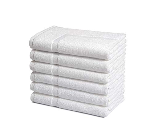 Product Cover Haven Cotton 100% Premium Cotton Bath Mat Set - Pack of 6, 20 x 30 inches, 684 GSM, White