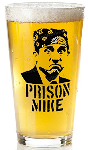 Product Cover Prison Mike Beer Glass - The Office Merchandise | Funny Mug for Men and Women - Michael Scott Beer Glass