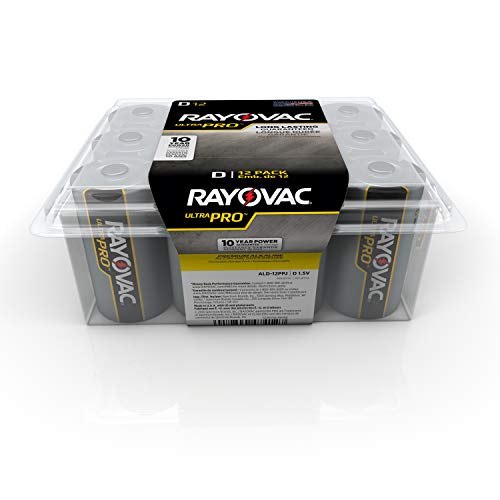 Product Cover Rayovac Batteries ALD-12PPJ UltraPro Industrial Alkaline Battery, D Size, Standard, Black (Pack of 12)
