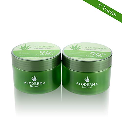 Product Cover Organic Aloe Vera Gel Soothing, Moisture and Repairing - Made From Freshly 96% Pure Aloe Vera Juice, Great for Face, Skin, Hair - 7 oz x 2