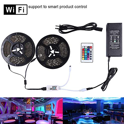 Product Cover Miheal Led Light Strip, WiFi Wireless Smart Phone Controlled 65.6ft Non-Waterproof Strip Light Kit Black PCB 5050 LED Lights,Working with Android and iOS System,IFTTT