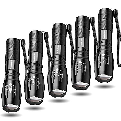 Product Cover Tactical Flashlight 5 Pack Tac Light Torch Flashlight As Seen on TV XML T6 Tactical Flashlight Brightest LED Flashlight with 5 Modes Adjustable Waterproof Flashlight for Biking Camping