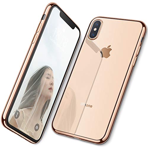 Product Cover DTTO iPhone Xs Max Case, Slim Fit Clear Soft TPU Cover Case with Metal Luster Edge for Apple iPhone Xs Max 6.5 Inch (2018 Released)- Gold