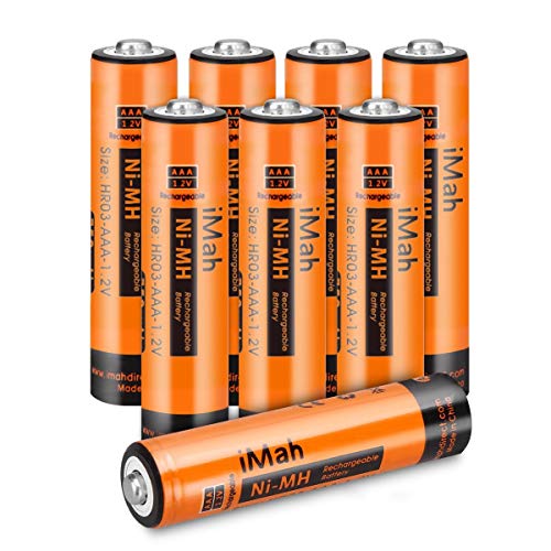 Product Cover iMah AAA Rechargeable Batteries, Also Compatible with Panasonic Cordless Phone Battery 1.2V 550mAh HHR-55AAABU and 750mAh HHR-75AAA/B, HHR-4DP KX-TGEA40B KX-TGE433B KX-TGE445B KX-TG7875S, Pack of 8