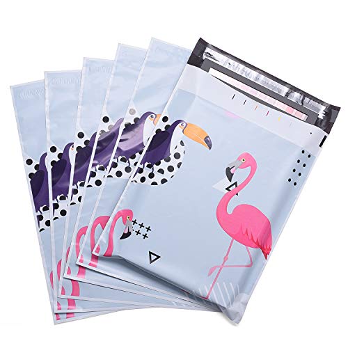 Product Cover Metronic 100 Pack 10x13 Flamingo Design Poly Mailer Envelopes Shipping Bags with Self Adhesive, Waterproof and Tear-Proof Postal Bags