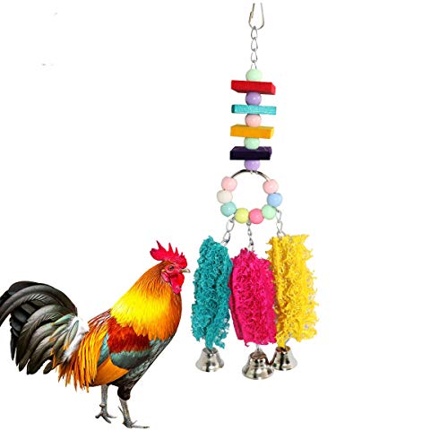Product Cover Lanermoon Chicken Toys for Hens with Natural Colorful Loofah Hanging Bells Chewing Toys