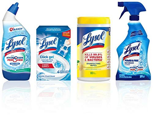 Product Cover LYSOL Bathroom Value Pack with Lysol Power and Free Bathroom Cleaner (22oz), Lysol Toilet Bowl Cleaner with Hydrogen Peroxide (24oz) 1 ea