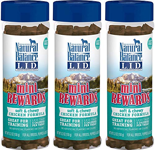 Product Cover Natural Balance Limited Ingredient Diets Mini Rewards Soft and Chewy Dog Treats (Chicken, 3 Pack / 5.3-Ounces Each)