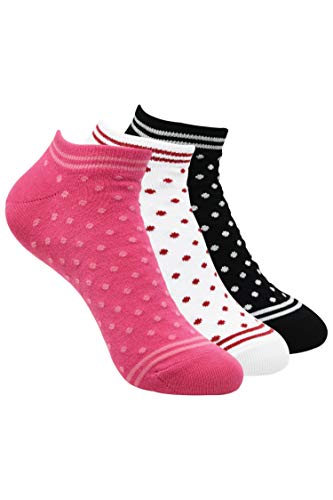 Product Cover Balenzia Women's Polka Low Cut Socks- Black, White, Pink - 3 Pair Pack
