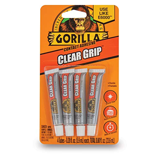 Product Cover Gorilla Clear Grip Contact Adhesive Minis, Waterproof, Four .2 ounce Tubes, Clear