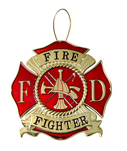 Product Cover Allied Products Firefighter Heroes Series Holiday Ornament - Officially Licensed Firefighter Medallion - Die-cast Metal and Gold Plating