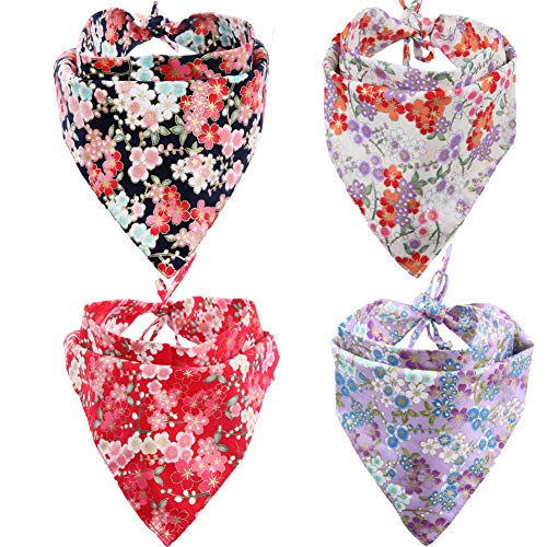 Product Cover KZHAREEN 4 Pack Dog Bandanas Triangle Bibs Scarf Accessories Japanese Style Large