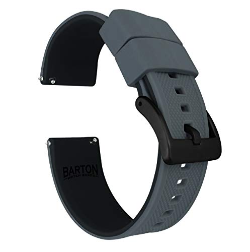 Product Cover 22mm Smoke Grey/Black - Barton Elite Silicone Watch Bands - Black Buckle Quick Release