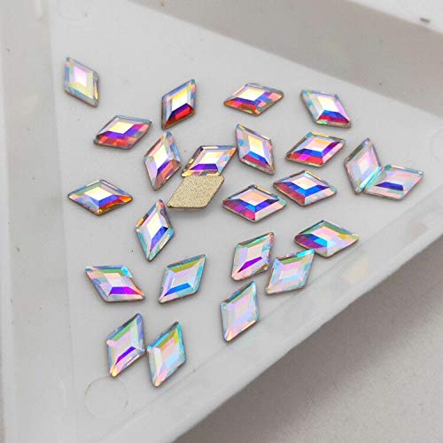 Product Cover Queenme 120pcs 4X6mm Mini Rhombus Nail Crystals Flatback Rhinestones for Nails Glass Gems Stone Nail Art Decoration 3D Diamond Jewelry Accessories Salon Supplies Scrapbooking Phone Deco