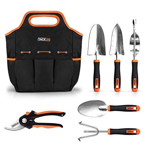 Product Cover TACKLIFE 6 Piece Stainless Steel Heavy Duty Garden Tools Set, with Non-slip Rubber Grip, Storage Tote Bag, Outdoor Hand Tools, Garden Gift, Black and Orange | GGT4A