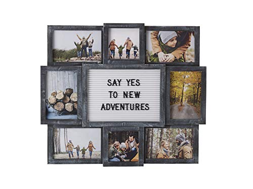 Product Cover MELANNCO Customizable Letter Board with 8-Opening Photo Collage, 19-Inch-by-17-Inch, Black