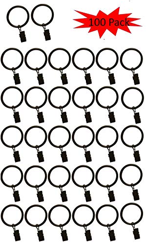 Product Cover TEJATAN Set of 100-1.5-inch Metal Curtain Rings with Clips - Black (Also Known as Rings with Curtain Clips/Curtain Clip Rings/Drapery Rings/Curtain Rings with Clips/Drapery Clip Rings)
