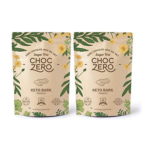 Product Cover ChocZero's Keto Bark, Dark Chocolate Peanuts with Sea Salt. Sugar Free, Low Carb. No Sugar Alcohols, No Artificial Sweeteners, All Natural, Non-GMO (2 bags, 6 servings/each)