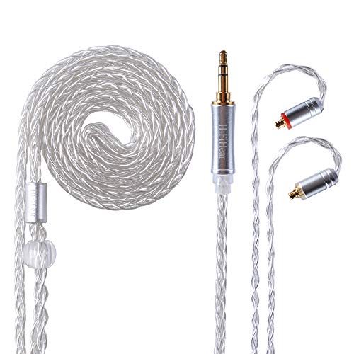 Product Cover Better Upgraded Silver Plate Replacement Cable,8 Core Headset Braided Silver Plated Wire Upgrade Earphone Cable for SHURE UE900 SE215 SE315 SE846 SE535 TIN Audio T2 f9 LZ etc.(Silver- MMCX 3.5mm)
