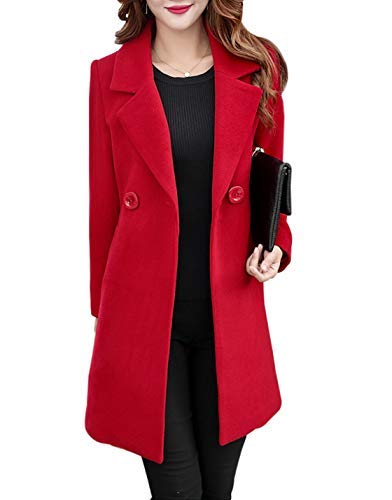 Product Cover Jenkoon Women's Winter Outdoor Double Breasted Cotton Blend Pea Coat Jacket