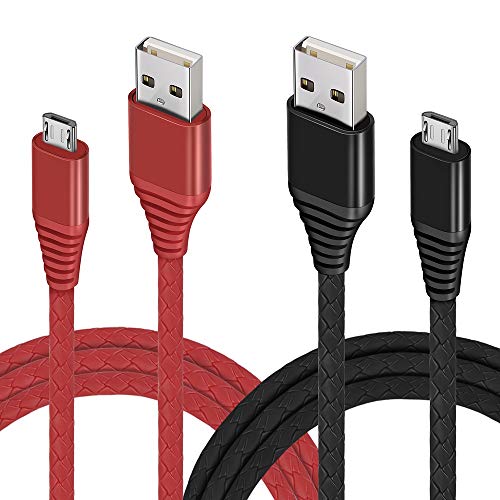 Product Cover Android Micro USB Charging Cable,2Pack 10Ft Extra Long Charging Cord Wire for Android Phones,Durable Charger Sync Cord for Samsung Galaxy S7 S6 Edge,HTC,Moto,PS4,Windows,MP3,Camera,Red