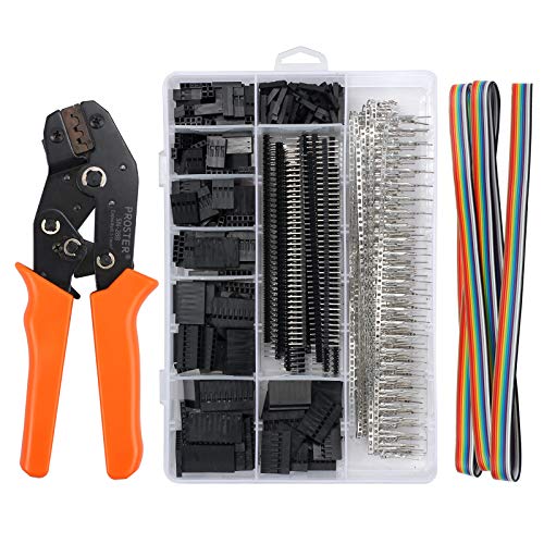 Product Cover Proster Dupont Crimper SN-28B Ratchet Crimping Tools Dupont Wire Terminal Crimper Set with 1550 Dupont Connectors Male/Female Pin 0.1-1.0mm² for 2.54/3.96mm KF2510 Connector 28-18AWG
