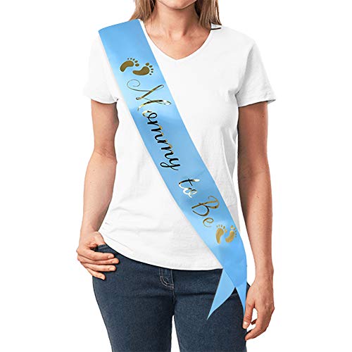 Product Cover TTCOROCK Light Blue Baby Shower Sash with Gold Foil Lettering Baby Shower Gifts Gender Reveals Party Favor