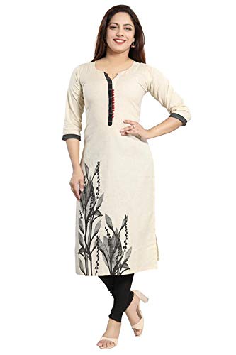 Product Cover Dream & Dzire Women's Cotton Beige Calf Length Kurti for All Plus Size and Small Size