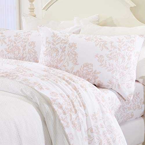 Product Cover Great Bay Home Extra Soft Toile 100% Turkish Cotton Flannel Sheet Set. Warm, Cozy, Luxury Winter Bed Sheets. Belle Collection (Queen, Blush Pink)