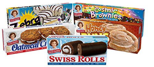 Product Cover Little Debbie Variety Pack - Oatmeal Creme Pies, Honey Buns, Swiss Rolls, Cosmic Brownies, and Zebra Cakes