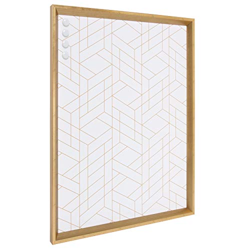 Product Cover Kate and Laurel Calter Framed Decorative Magnetic Bulletin Board with Modern Geometric Design, 21.5x27.5, Gold