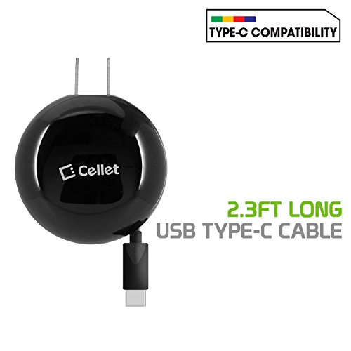 Product Cover Cellet TCUSBC30R Type-C Powerful Fast Charging Wall Charger Compact Retractable (3A/15W) Compatible for Samsung Galaxy Note9, Note8, S9, S9+, S9Plus, S9 Plus, S8, S8Plus, S8+, S8 Plus, S8 Active