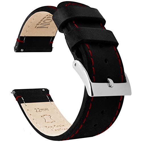 Product Cover 22mm Black/Red Stitching - Barton Quick Release - Top Grain Leather Watch Band Strap