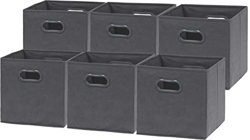 Product Cover 6 Pack - SimpleHouseware Foldable Cube Storage Bin with Handle, Dark Grey (12-Inch Cube)