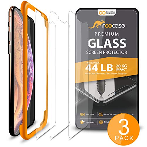 Product Cover rooCASE 3-Pack Screen Protector for iPhone 11 Pro / iPhone XS / X, Reinforced Tempered Glass Screen Protector with Alignment Frame for iPhone 11 Pro / iPhone XS / X [Case Friendly]