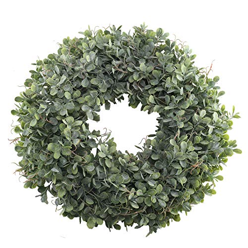 Product Cover NAHUAA Boxwood Wreath for Front Door Decor, 17 inches Artificial Greenery Wreath Farmhouse Garland Home Office Housewarming Gift Greenery Decorations